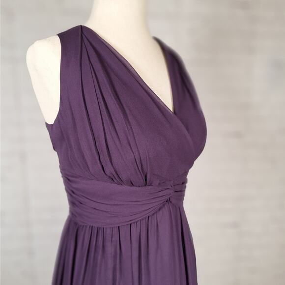 NWT $240 Donna Morgan Purple Silk Cocktail Dress, 14, Sleeveless with Pleating - Picture 2 of 8